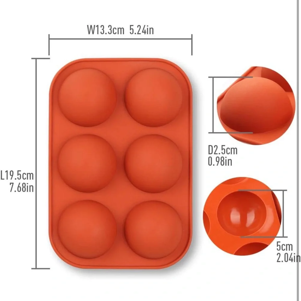 Semi sphere silicone mold 4 pack. 2” Diameter.